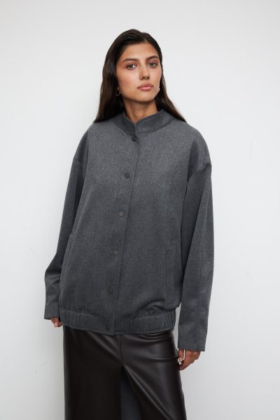 Бомбер из пальтовой ткани (one size, темно-серый меланж)
