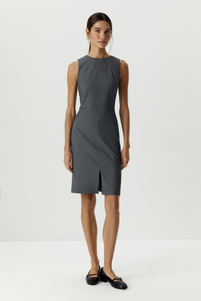Платье-футляр без рукавов (темно-серый меланж) (XS) 