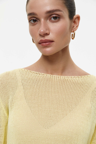 Джемпер ажурной вязки из хлопка (XS, лимонный)