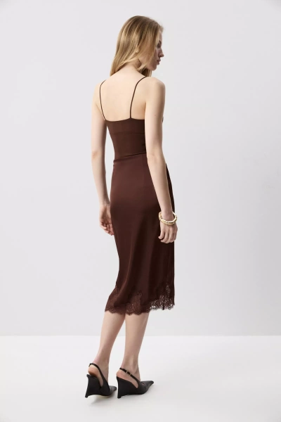 Юбка миди с кружевом по низу (Шоколадный) (S)