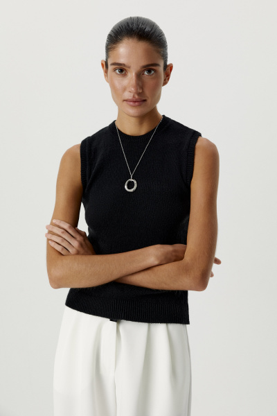 Топ вязаный базовый (черный) (L) 