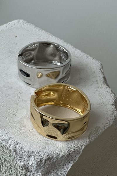 Браслет из мятого металла (one size, серебро) 2861