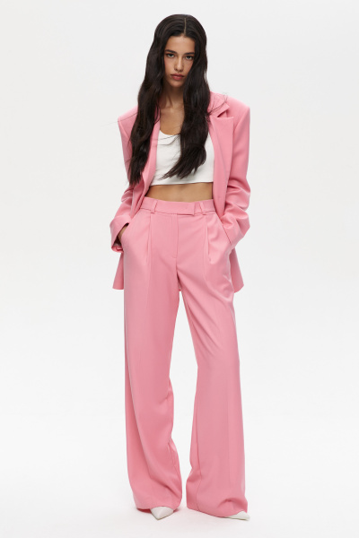 Брюки широкие с заниженной талией (XS, розовый) 
