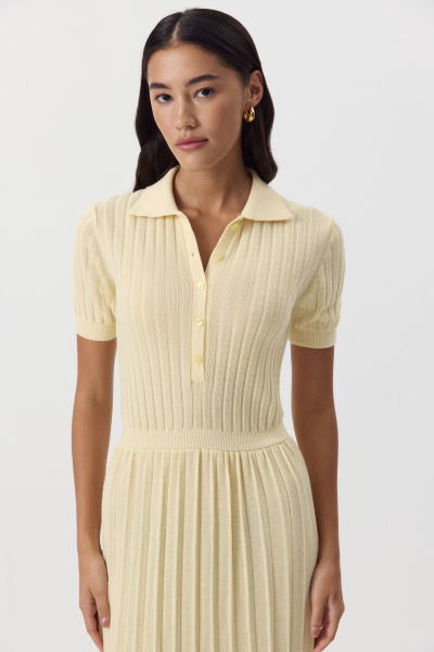 Платье-поло с шерстью (ванильный) (M) 
