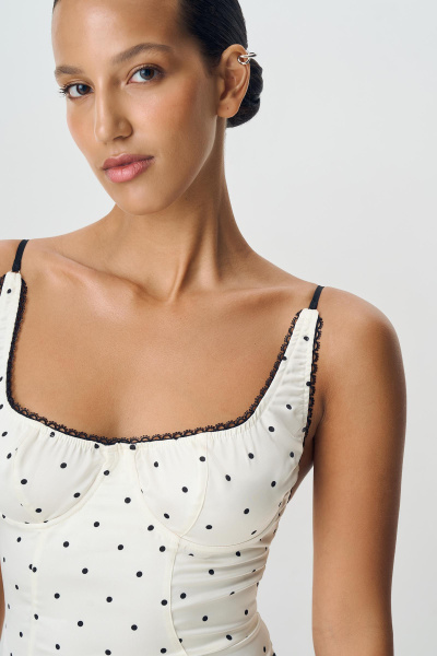 Боди из сатина в горох (ванильный) (L) 