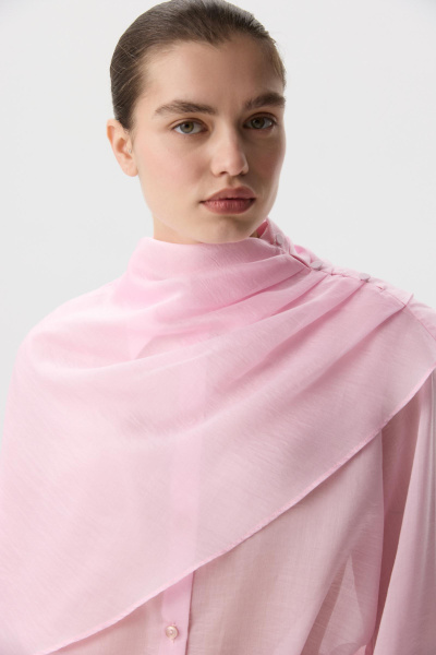 Блуза из тенселя с кейпом (Розовый) (M/L) 