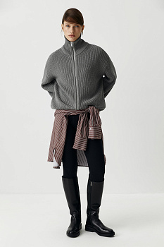 Кардиган на молнии из хлопка (серый)