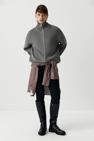 Кардиган на молнии из хлопка (серый) (M/L) 