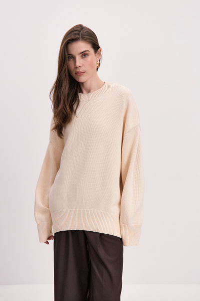 Джемпер базовый с круглой горловиной (бежевый) (M/L) 