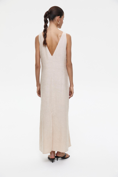 Платье макси изо льна (M/L, бежевый)