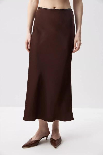 Юбка годе из сатина (Шоколадный) (M)