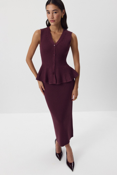 Юбка вязаная с шерстью (сливовый) (M) 