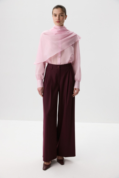 Блуза из тенселя с кейпом (Розовый) (M/L) 