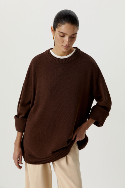 Свитер оверсайз из хлопка (one size, шоколадный) 