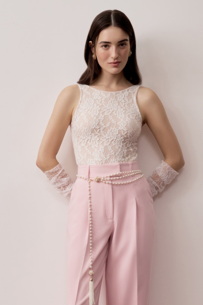 Боди из эластичного кружева (Молочный) (M) 