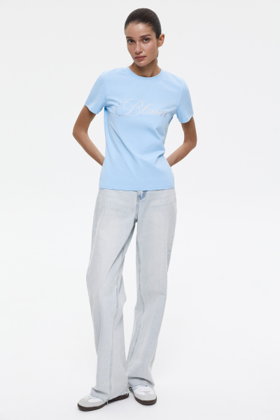 Футболка со стразами Bloom (S, голубой) 1741