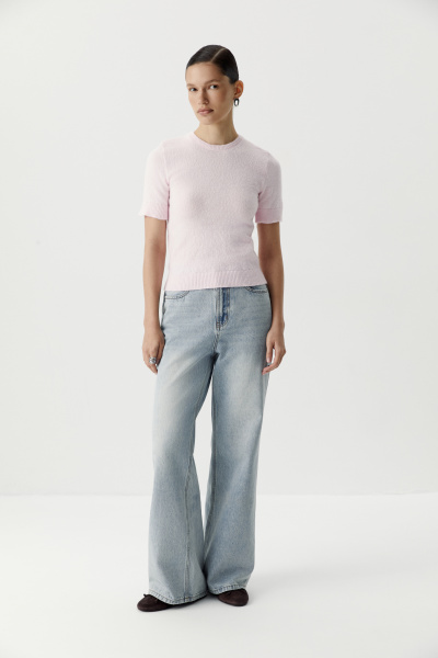 Футболка вязаная базовая (светло-розовый) (L) 