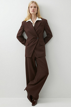 Брюки классические без пояса (шоколадный меланж)