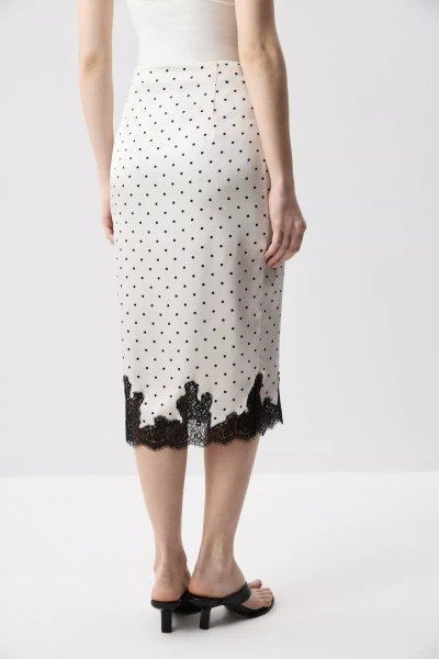 Юбка миди с кружевом по низу (Горох на молочном) (M)