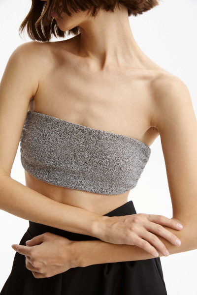 Топ-бандо из ткани с люрексом (XS, серый)