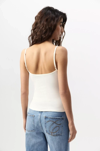 Топ трикотажный с кружевом (ванильный) (M) 