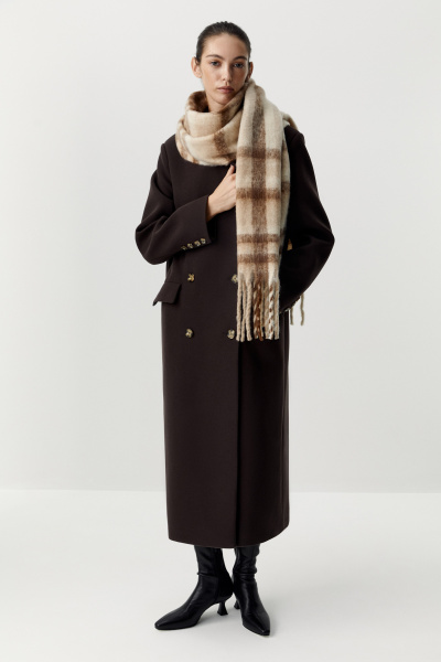 Шарф объемный в клетку (бежевый) (one size) 