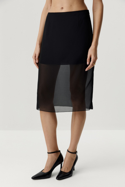 Юбка прозрачная из шифона (черный) (XS) 