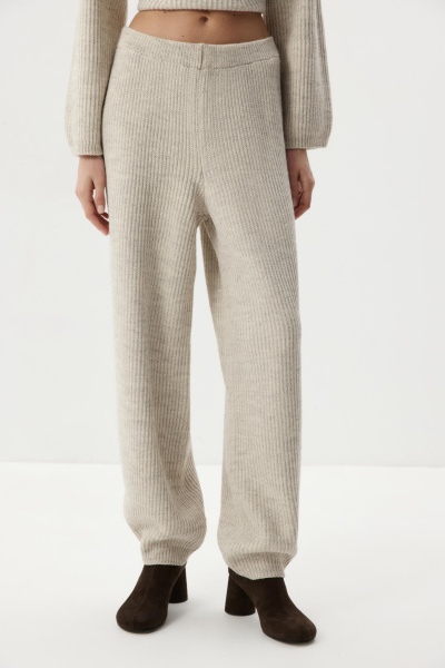 Брюки O-силуэта с шерстью (светло-бежевый меланж) (one size) 