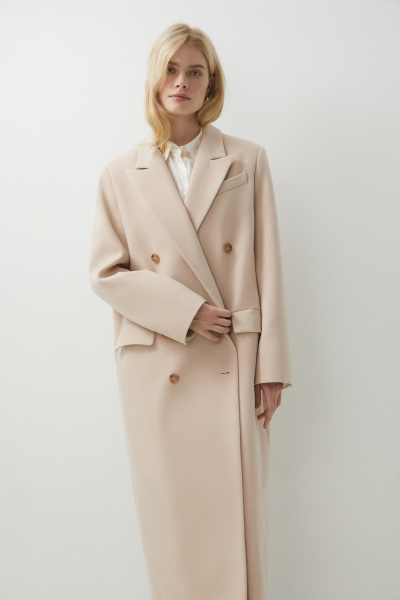Пальто оверсайз двубортное (бежевый) (XS/S) 