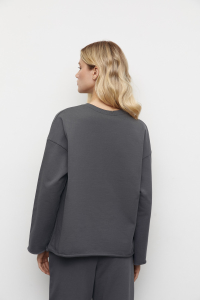 Свитшот с вышивкой и необработанным краем (M/L, серый) 2775