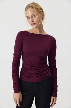 Лонгслив с драпировкой (Сливовый)