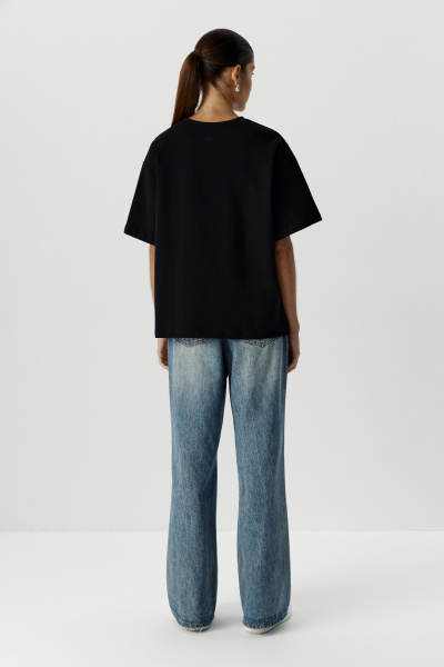 Футболка оверсайз из плотного трикотажа (черный) (XS/S) 