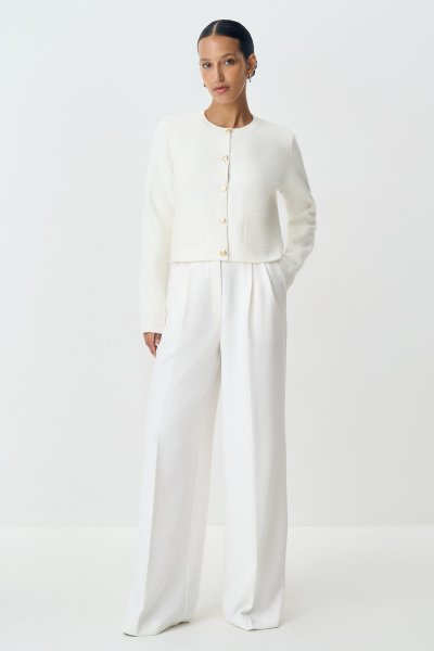 Кардиган с золотистыми пуговицами (белый) (S) 