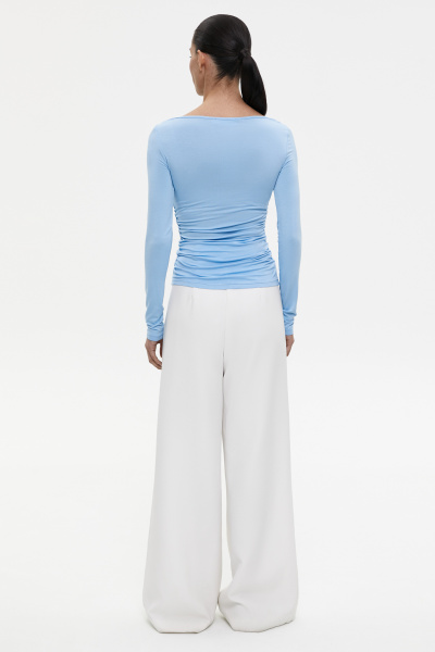 Лонгслив со сборкой из вискозы (голубой) (XS)