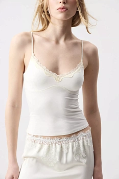 Топ с кружевом из вискозы (ванильный)