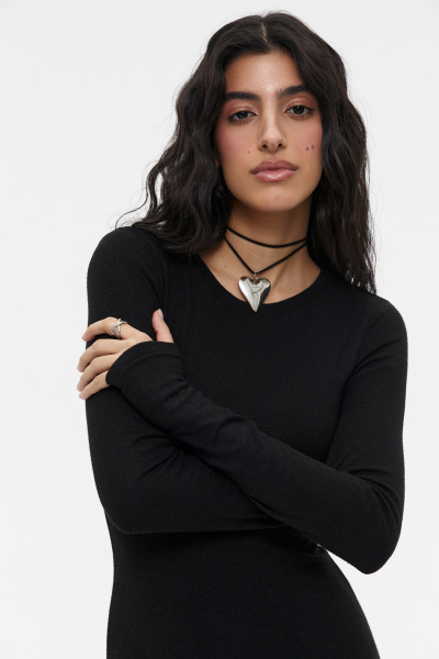 Платье макси из мягкого трикотажа (S, черный) 