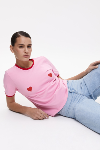 Футболка с сердечками Heartbreaker (L, барби) 2169