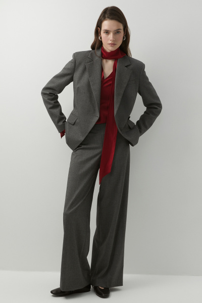 Брюки классические без пояса (темно-серый меланж) (XS) 