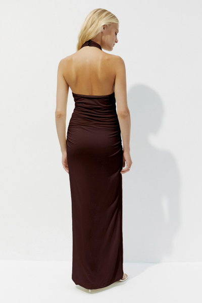 Платье  макси с воротником халтер (шоколадный) (M) 