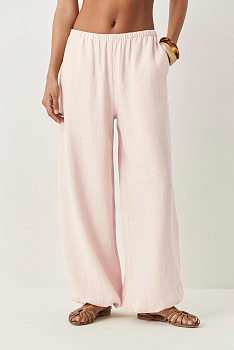 Брюки шаровары изо льна (светло-розовый)