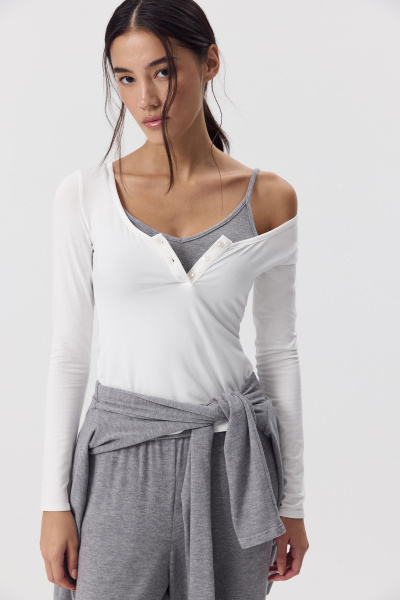 Лонгслив с пуговицами (Молочный) (M) 