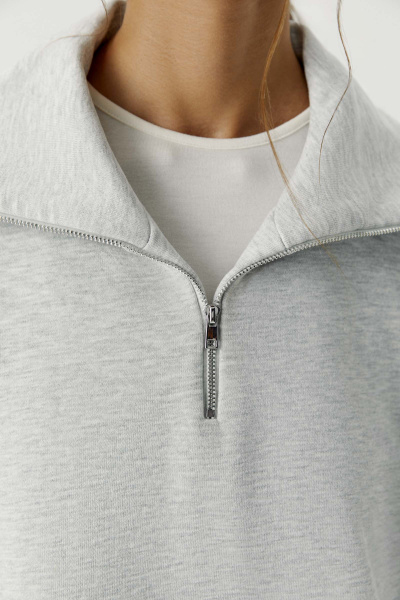 Толстовка-поло на молнии (серый меланж) (XS/S) 