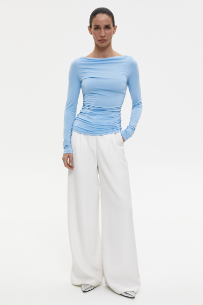 Лонгслив со сборкой из вискозы (голубой) (XS)