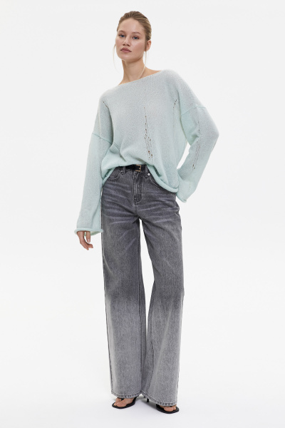 Джемпер оверсайз с гранжевым эффектом (XS/S, оливковый) 