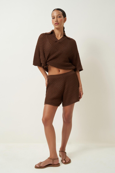 Костюм вязаный из хлопка (коричневый) (M/L) 