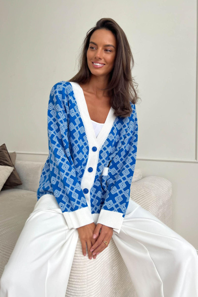 Кардиган pattern CHARMSTORE (электрик-молочный)