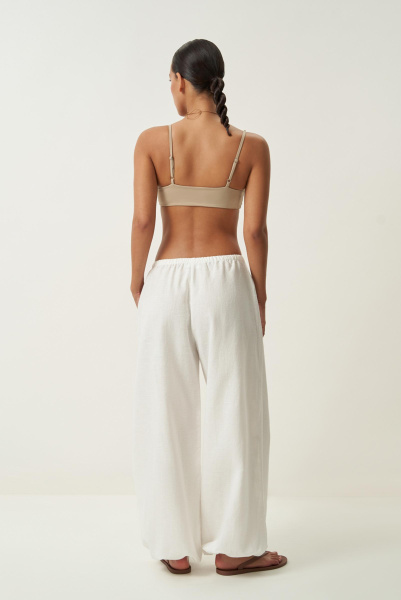 Брюки шаровары изо льна (молочный) (XS/S)