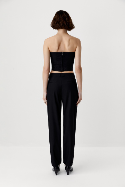 Брюки с заниженной талией и защипами (черный) (XS) 