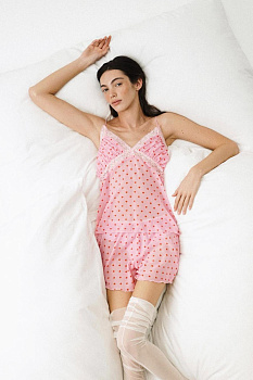 Топ с принтом сердечки (Розовый)