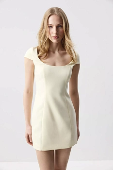 Платье мини с коротким рукавом (Сливочный)